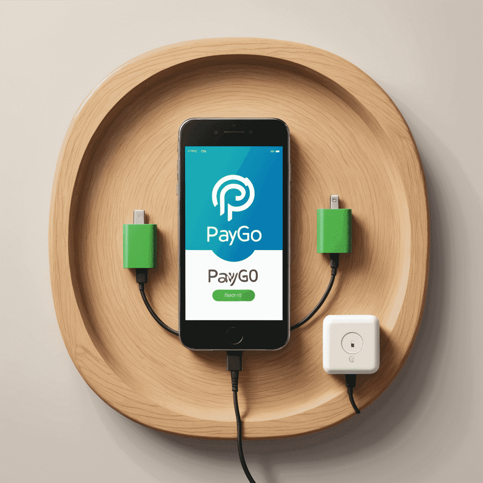 Logo de Pay-and-Go représentant un téléphone mobile avec un symbole de recharge