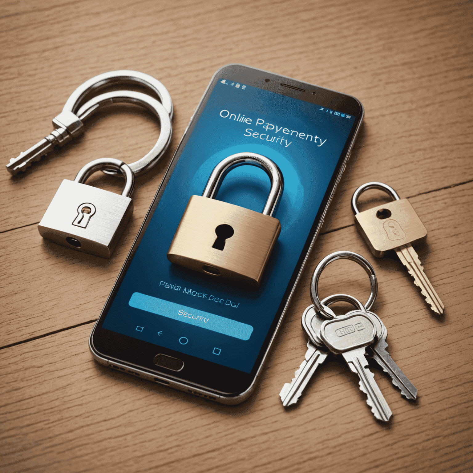 Image représentant la sécurité des paiements en ligne pour la recharge mobile, montrant un smartphone, un cadenas et des symboles de sécurité