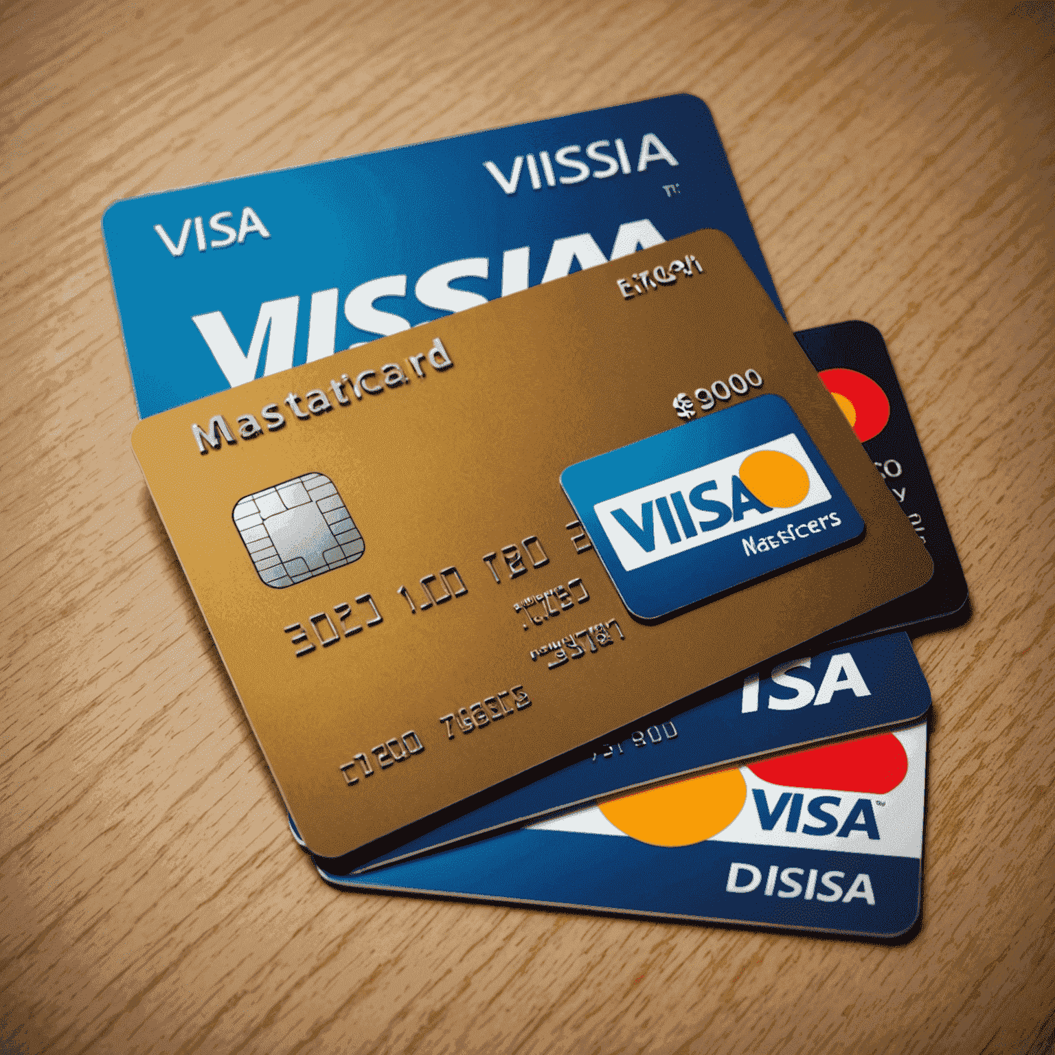 Diverses cartes bancaires: Visa, Mastercard, American Express