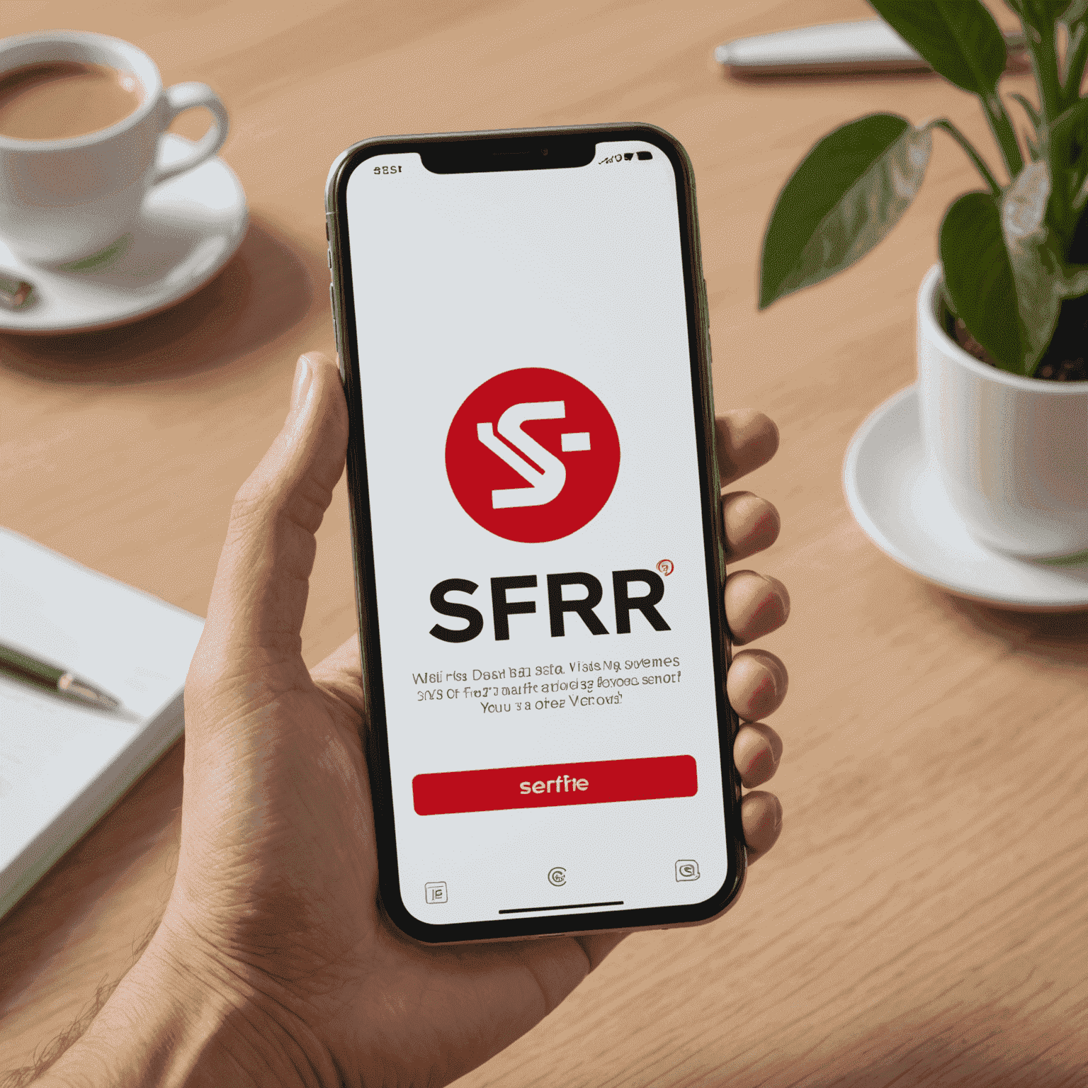 Visuel de l'offre SFR avec un téléphone mobile affichant le doublement des données et le logo SFR