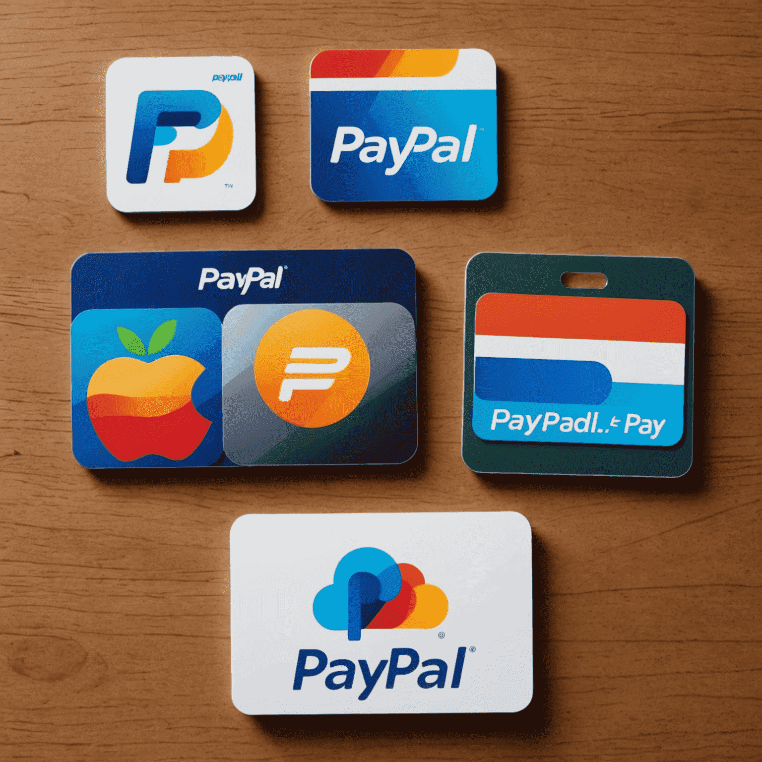 Logos de différents portefeuilles électroniques: PayPal, Apple Pay, Google Pay